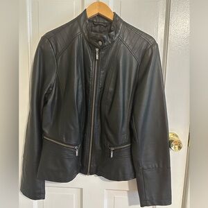 Faux leather moto jacket